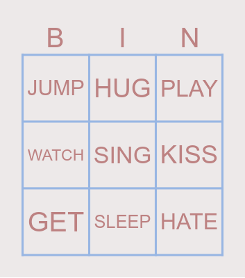 VERBS Bingo Card