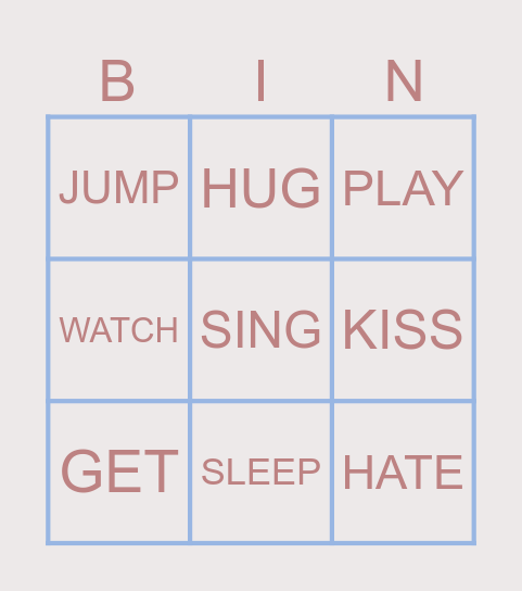 VERBS Bingo Card