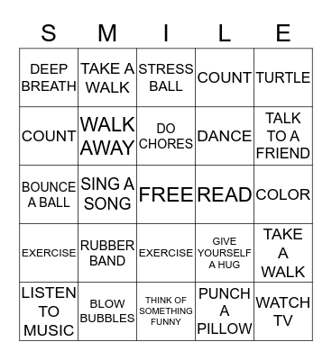 COPING SKILLS Bingo Card