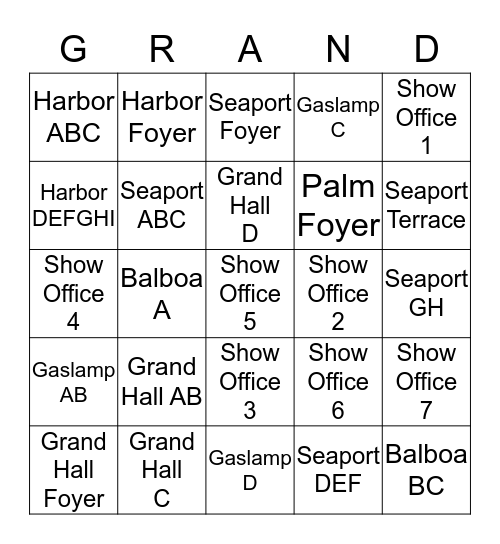 Adopt a Meeting Room Grand Bingo Card
