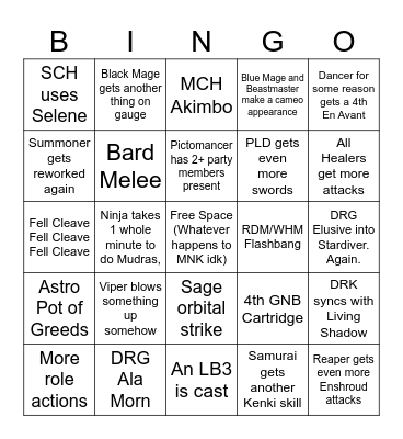 Job Action reveal Bingo Card