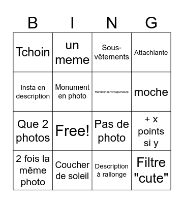 TT Bingo Card