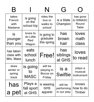 Find Someone Who Bingo Card