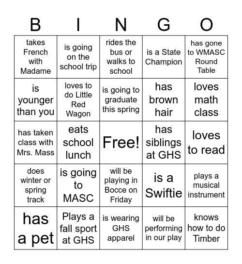 Find Someone Who Bingo Card