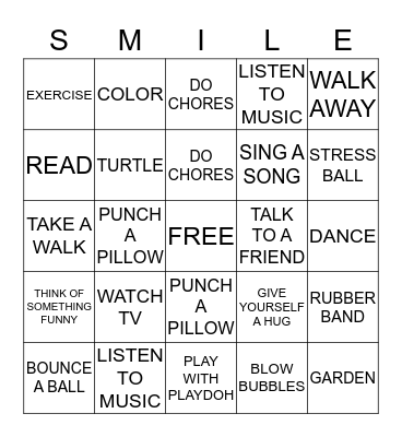 COPING SKILLS Bingo Card