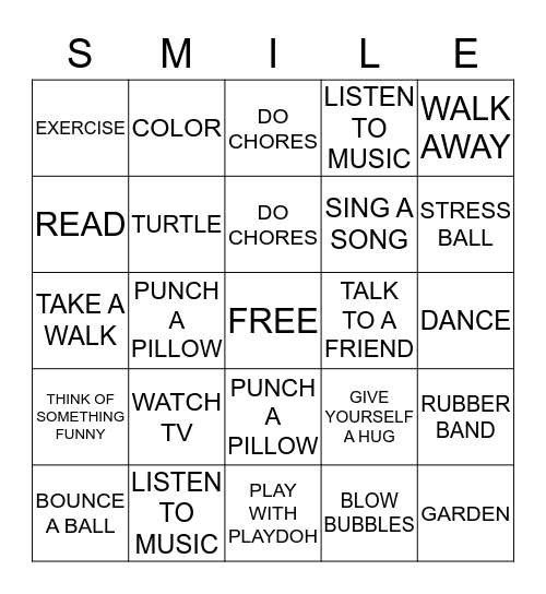 COPING SKILLS Bingo Card