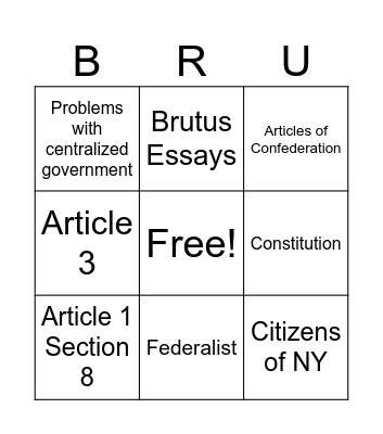 Brutus #1 Bingo Card