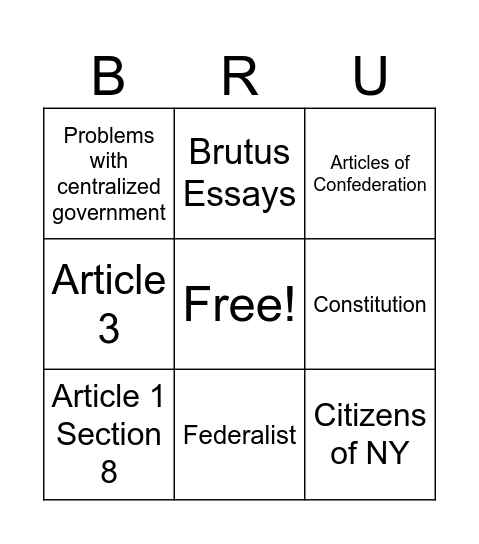 Brutus #1 Bingo Card