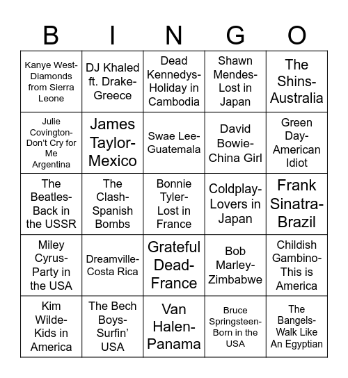 Radio Bingo "Gone" Country Bingo Card