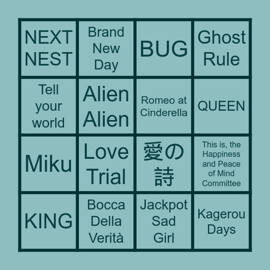 Vocaloid bingo Card