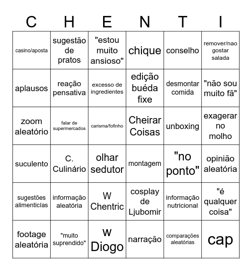 BINGO DO CHENTRIC Bingo Card