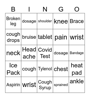 Health Bingo Card