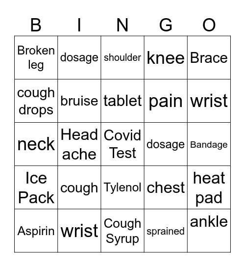 Health Bingo Card