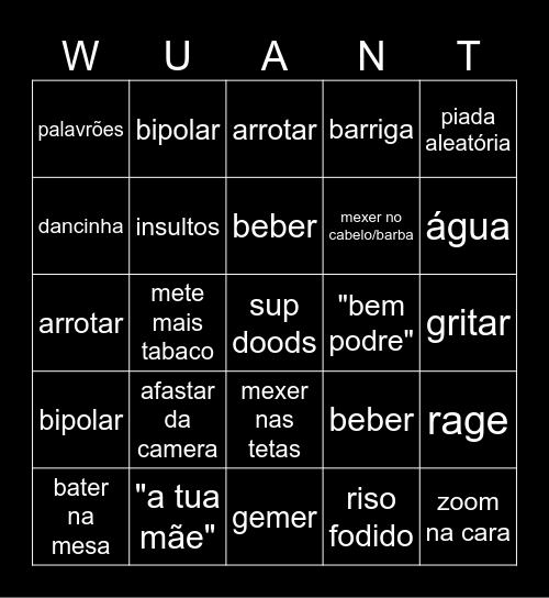 WUANT BINGO Card