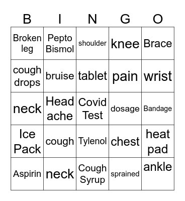 Health Bingo Card