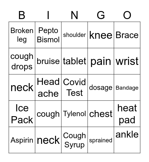 Health Bingo Card