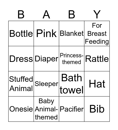 Becky's Baby Shower Bingo! Bingo Card