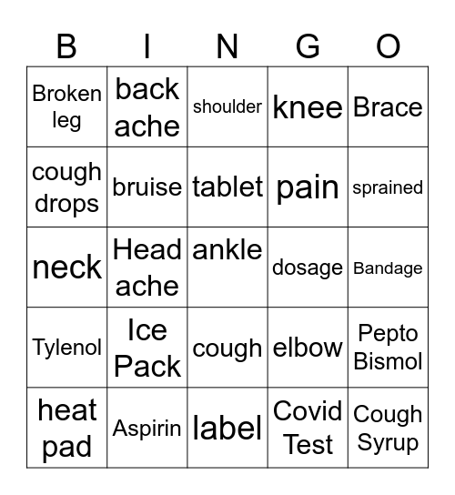 Health Bingo Card