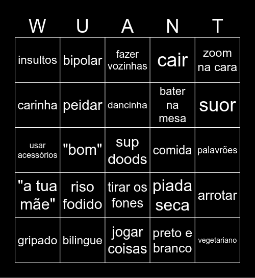 WUANT BINGO Card