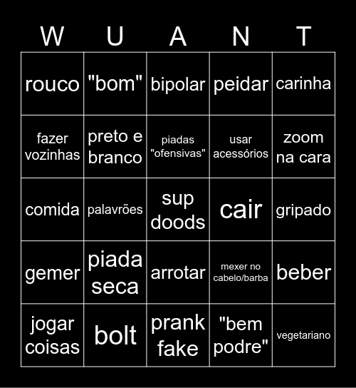 WUANT BINGO Card