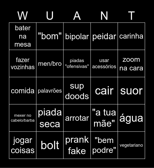 WUANT BINGO Card