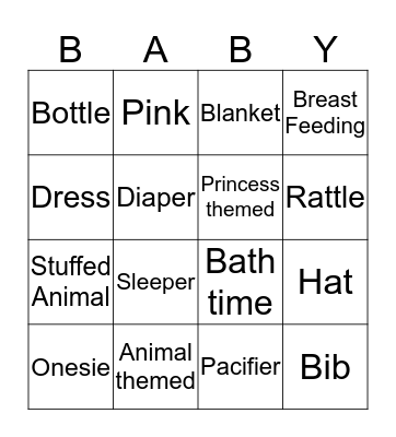 Becky's Baby Shower Bingo! Bingo Card