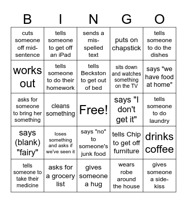 Pedersen Family Bingo Card