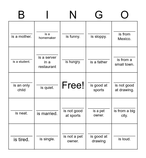 Get to Know You - To Be Bingo Card