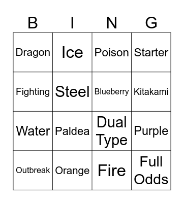 Shiny Bingo Card