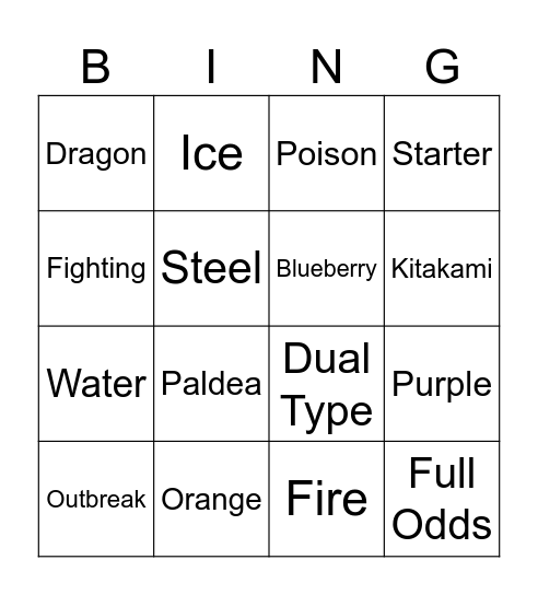 Shiny Bingo Card