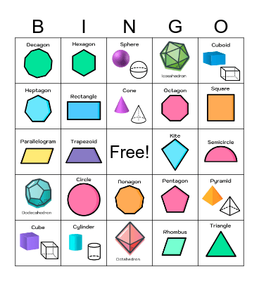 Geometric Shapes Bingo Card