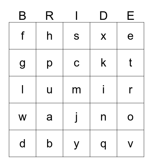 Niki's Bridal Bingo Card