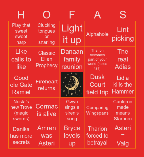 HOUSE OF FLAME AND SHADOW Bingo Card