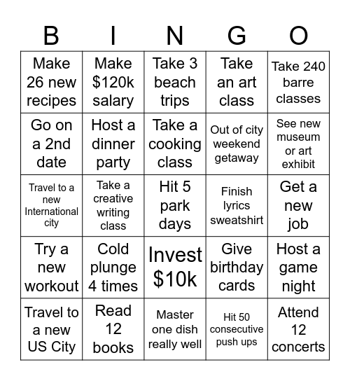 Michelle’s 2024 Bingo Card