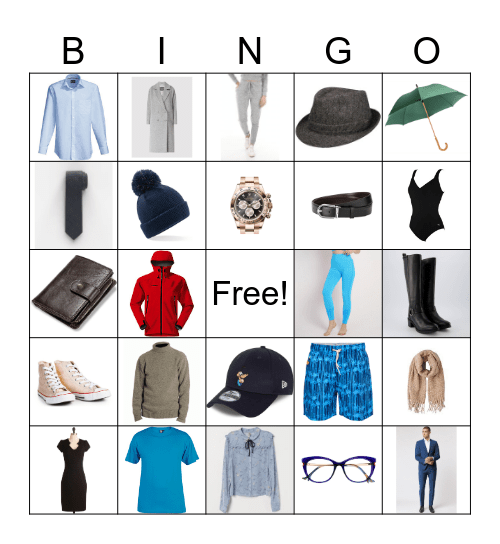 Kleidung Bingo Card