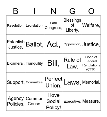 Making Social Policy in the USA Bingo Card