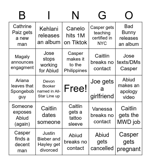 PROVE ME WRONG 2024 Bingo Card