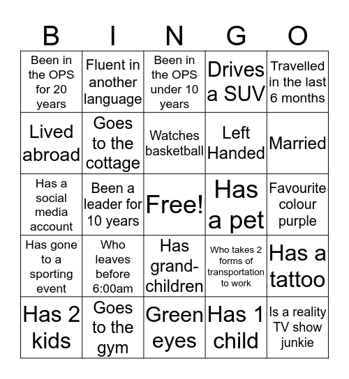 CROB Team Meeting Bingo Card