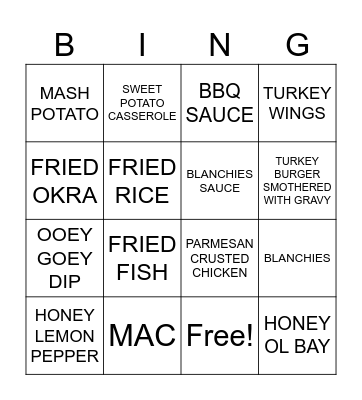 BLANCHIES Bingo Card