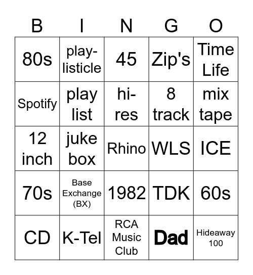 The HIDEAWAY Bingo Card