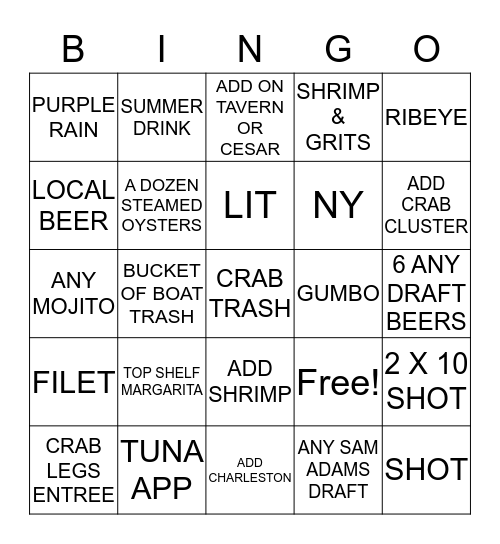 HICKORY TAVERN BINGO Card