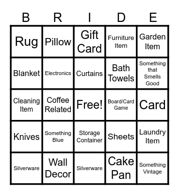 Bridal "Bingo" Bingo Card