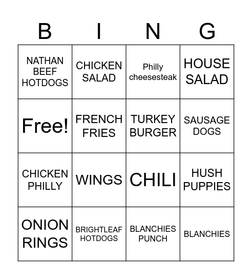 BLANCHIES Bingo Card
