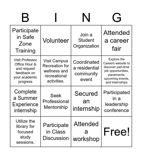 LEAP Bingo Card