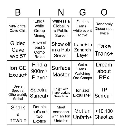 REx Bingo!!! Bingo Card