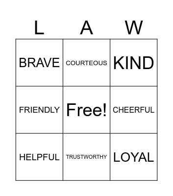 SCOUT LAW BINGO! Bingo Card
