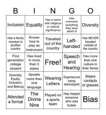 Diversity & Inclusion Bingo Card