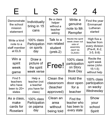 NLSW 2024 Bingo Card