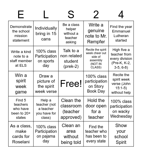 NLSW 2024 Bingo Card