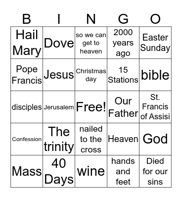 CCD Bingo Card